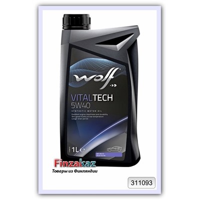Синтетическое масло Wolf 5W-40 Vital Tech 1 л