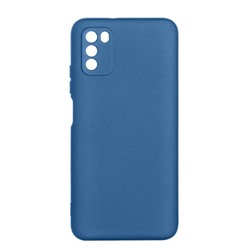 Жесткий силиконовый чехол с микрофиброй для Xiaomi Poco M3 с защитой камеры (синий)