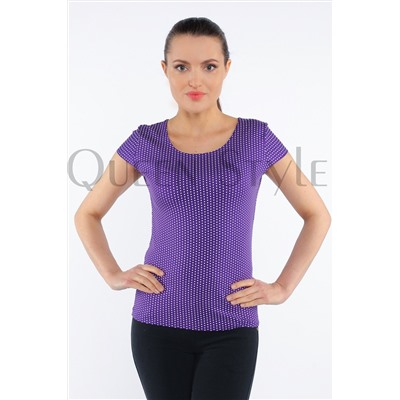 блуза в горошек фиолетовая 55051