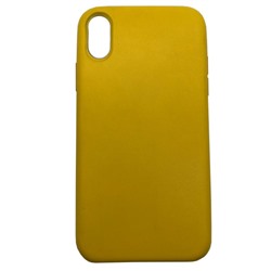 Чехол iPhone XS Max Leather Case кнопки металл Желтый в упаковке