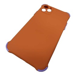 Чехол силиконовый iPhone 11 Pro Max противоударный оранжевый/сиреневый*