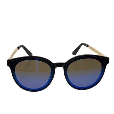 Стильные женские очки оверсайз Ellou чёрного цвета с синими линзами.