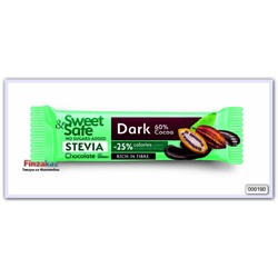 Шоколадный батончик без сахара на стевии SweetSafe (тёмный) 25 гр