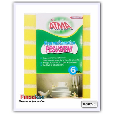 Губки для мытья посуды ATMA 6 шт