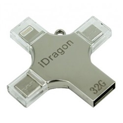 USB Flash iDiskk MFI 8pin/micro/type-c/usb 32GB серебро