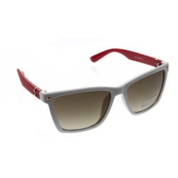Классические женские очки Alur_Miu в белой оправе с красными дужками.