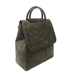 Креативный сумка-рюкзак Dan_Wein из эко-кожи зелёного цвета.