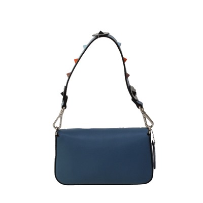 Трендовая женская сумочка через плечо Fold_Los из натуральной кожи цвета синего кобальта.