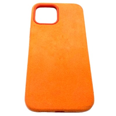 Чехол iPhone 12 Pro Max (6.7) Alcantara Case (без MagSafe) в упаковке Оранжевый