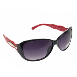 См. описание. Стильные женские очки оверсайз Bali чёрного цвета с красными дужками.