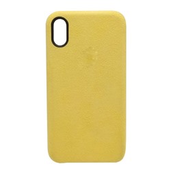 Чехол iPhone X/XS Alcantara Case в упаковке Желтый