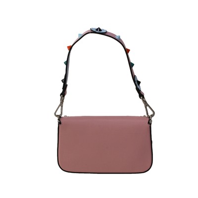 Трендовая женская сумочка через плечо Fold_Los из натуральной кожи розового цвета.