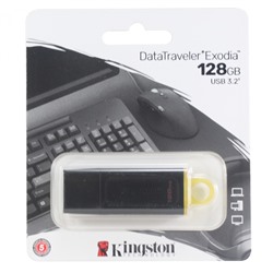 Флеш-накопитель USB 3.2 128GB Kingston DataTravele Exodia чёрный/желтый
