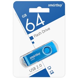 USB-флеш (USB 2.0) 64GB Smartbuy Twist Синий