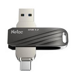 Флэш накопитель USB 64 Гб Netac US11 Dual (USB 3.0+ Type C) (black/silver) (219894)