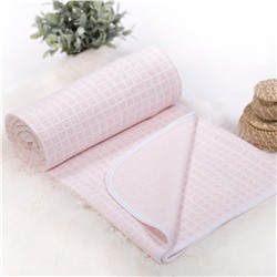 Детское трикотажное одеяло-покрывало Клетка (розовый) 100х140см
