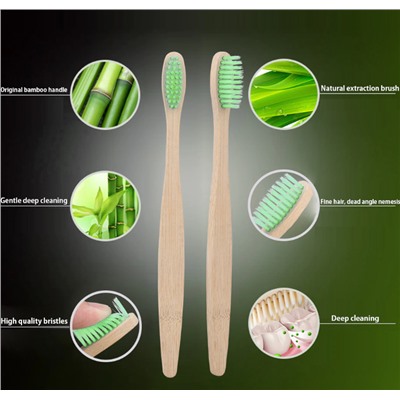 Набор зубных щеток бамбуковых ДЕТСКИХ плоская ручка - 4 шт. - артикул 1679 (2423)