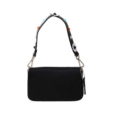 Трендовая женская сумочка через плечо Fold_Los из натуральной кожи черного цвета.