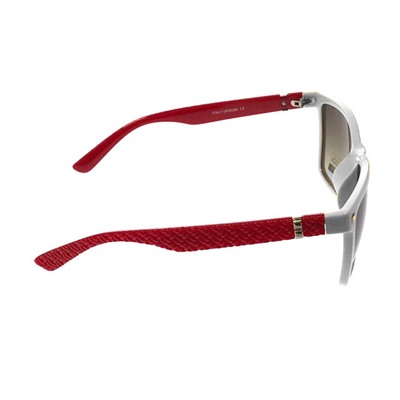 Классические женские очки Alur_Miu в белой оправе с красными дужками.