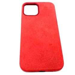 Чехол iPhone 12 Pro Max (6.7) Alcantara Case (без MagSafe) в упаковке Красная Ягода