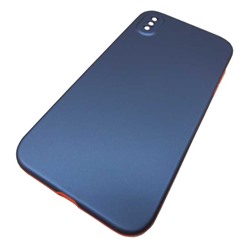Чехол пластиковый iPhone XS Max 360° синий/оранжевый*