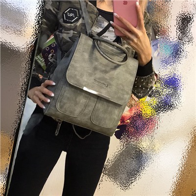 Креативный сумка-рюкзак Dan_Wein из эко-кожи светло-графитового цвета.