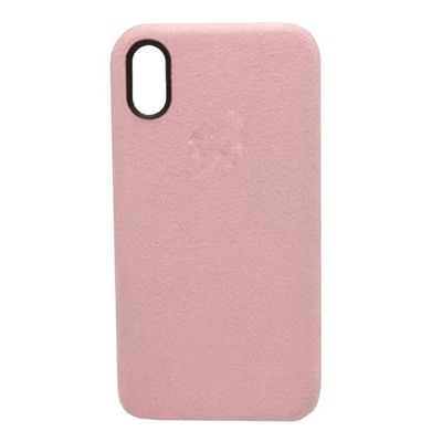 Чехол iPhone X/XS Alcantara Case в упаковке Розовый