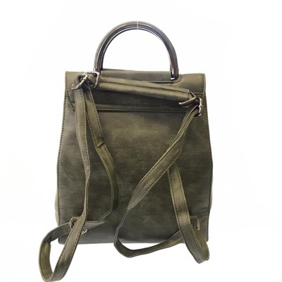 Креативный сумка-рюкзак Dan_Wein из эко-кожи зелёного цвета.