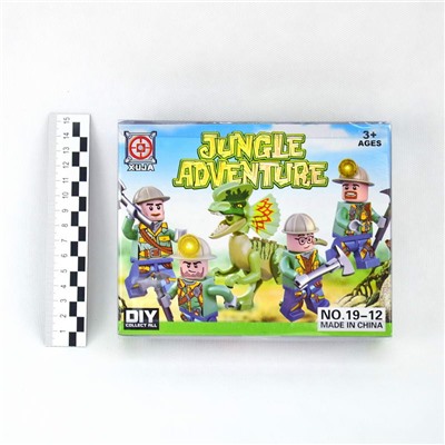 Конструктор -DIY Jungle Adventure большая фигурка+динозавр 4вида(№2019-12)(str)