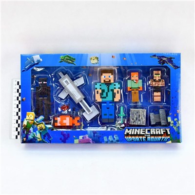Minecraft Update Aqurtic (№HS6026) фигурка 1герой большой+4героя+аксессуары 4вида (коробка)