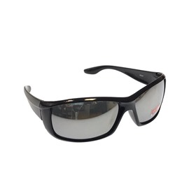 См. описание. Стильные мужские очки Swer в чёрной оправе с зеркально-серебристыми линзами.