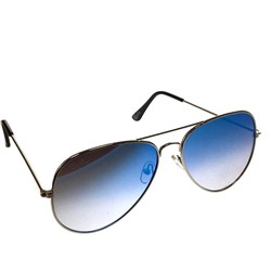 Стильные очки-капельки унисекс Black в серебристой оправе синего цвета.