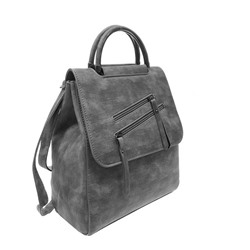 Объёмный сумка-рюкзак Indigo из эко-кожи светло-графитового цвета.
