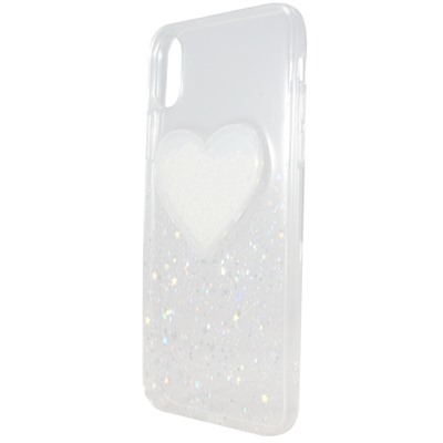 Чехол-накладка Сердце с бисером для Apple iPhone X/XS прозрачный