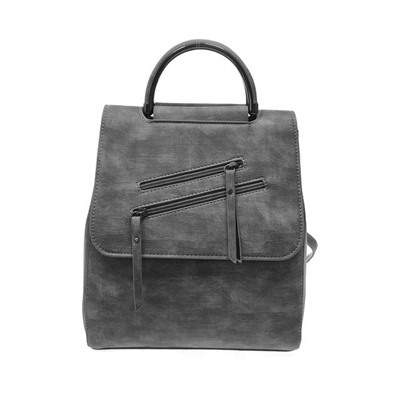 Объёмный сумка-рюкзак Indigo из эко-кожи светло-графитового цвета.