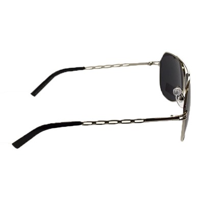 Стильные мужские очки-капли Marsel в серебристой оправе с чёрными линзами.