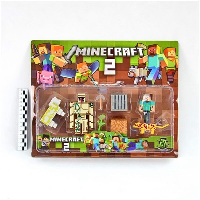 Minecraft2 (№SJ6001) фигурка 2героя+2животных и аксессуары (5видов)