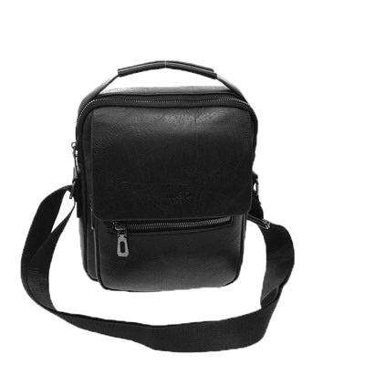 Мужская сумка-планшет MMSO из эко-кожи черного цвета с ремнём через плечо.
