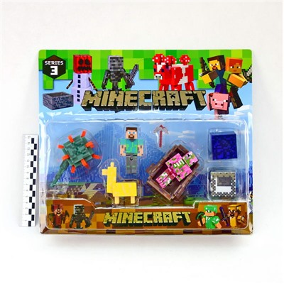 Minecraft (№MJ6013) фигурка 2героя+2животных и аксессуары (2вида)