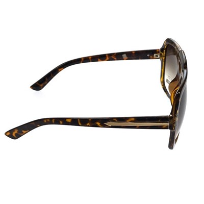 Стильные женские очки оверсайз Leksa в тигровой оправе с затемнёнными линзами кофейного цвета.