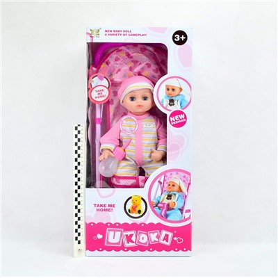 Кукла Пупс набор Baby Ukoka 38см 2вида (звук)(пупс+коляска+аксессуары)(№8013)