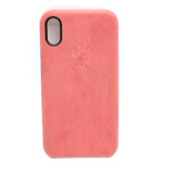 Чехол iPhone X/XS Alcantara Case в упаковке Красная Ягода