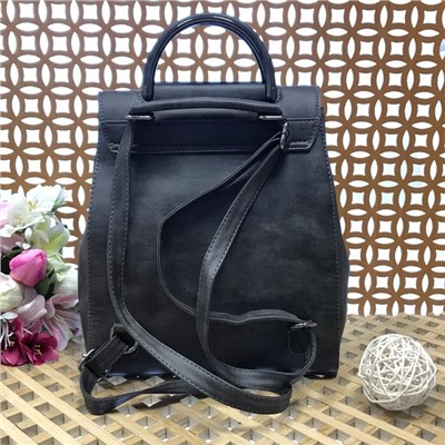 Cумка-рюкзак оверсайз Dan_Wei из эко-кожи тёмно-графитового цвета.