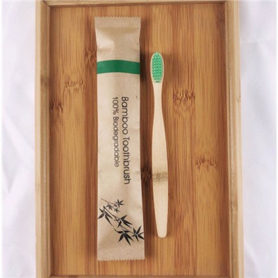 Набор зубных щёток бамбуковых плоских в крафтовой упаковке 4 шт. Радуга 2352-1 (2421)