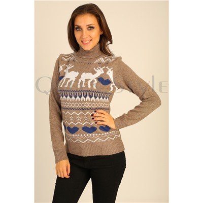 женский свитер с оленями 51130