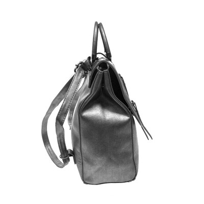 Объёмный сумка-рюкзак Indigo из эко-кожи серебристого цвета.