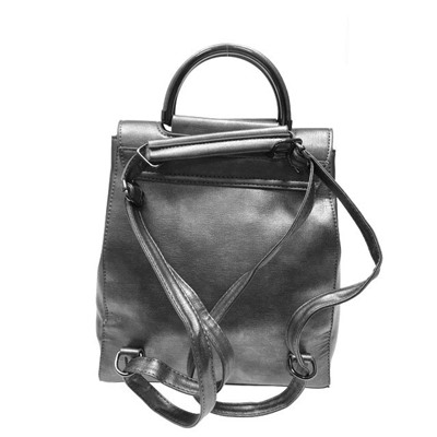 Объёмный сумка-рюкзак Indigo из эко-кожи серебристого цвета.
