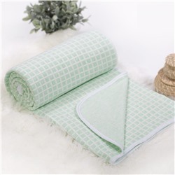 Детское трикотажное одеяло-покрывало Клетка (зеленый) 100х140см