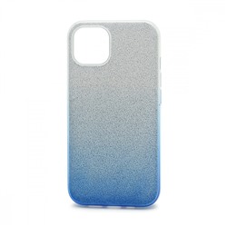 Чехол-накладка Fashion с блестками для Apple iPhone 13 серебристо-голубой