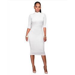 Белое платье-водолазка с ремешками на открытой спине